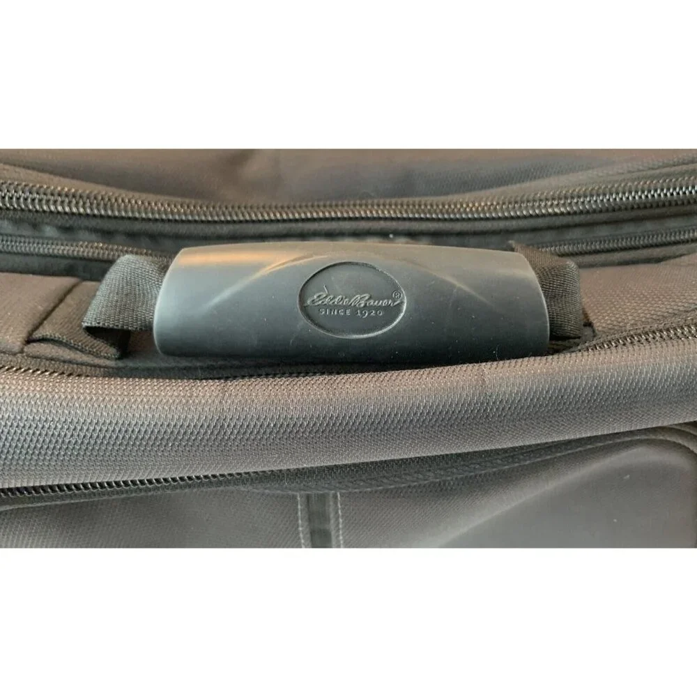 Eddie Bauer Black Nylon Laptop Bag Adjustable Strap Multiple Compartments Padded